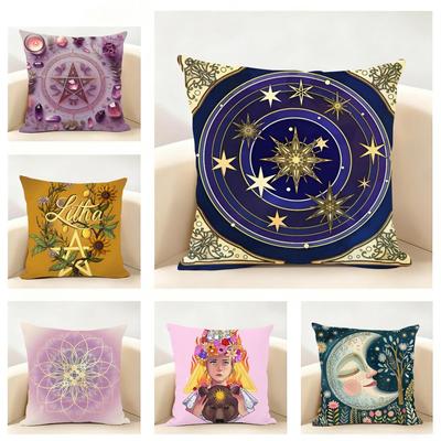 Line Art Midsummer Day Print Beautiful Art Cushion Cover Linen Pillowcase Soft  for Sofa Bed Home Room Decor