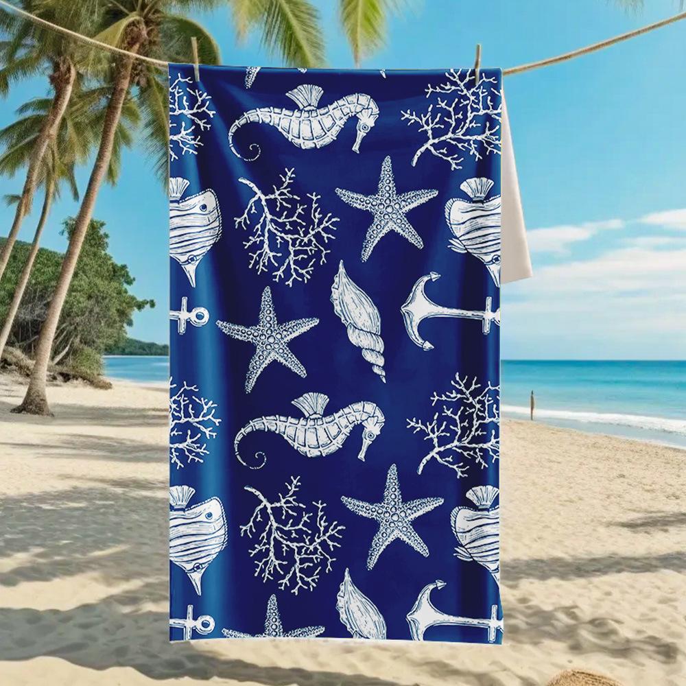 New, Double-sided Velvet Beach Towel Quick-drying Sports Towel Printed Bath Towel