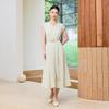 Round neck sleeveless waist cinched dress for women in summer 2026, suitable for commuting and slimming, mid length A-line shirt skirt