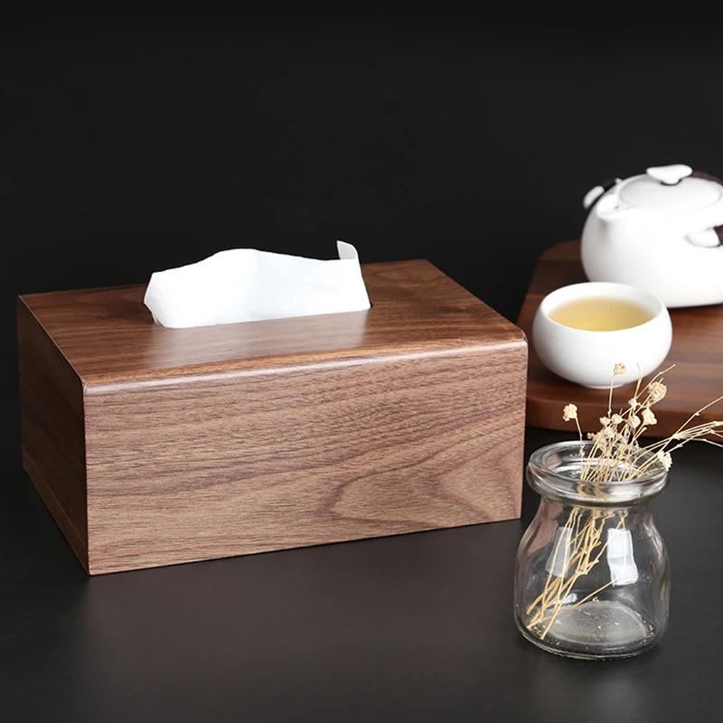 Caja de Pañuelos de Nogal Caja de Pañuelos Creativa de Madera Maciza Decoración de Sala de Estar Mesa de Centro de Escritorio Caja de Almacenamiento de Papel Accesorios para el Hogar