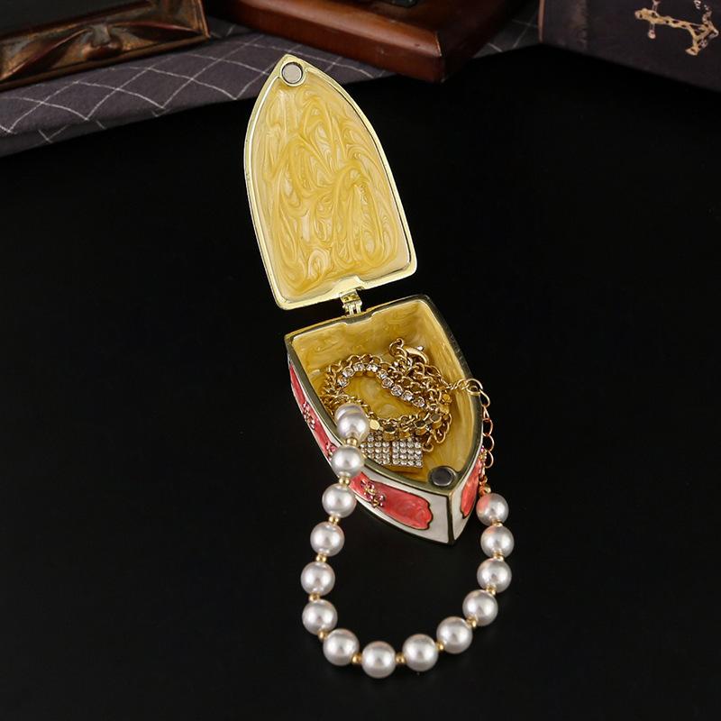 Creative Iron Jewelry Box Household Ornament Dresser Stud Earrings Ring Storage Box Jewelry Flip Box Jewelry Storage