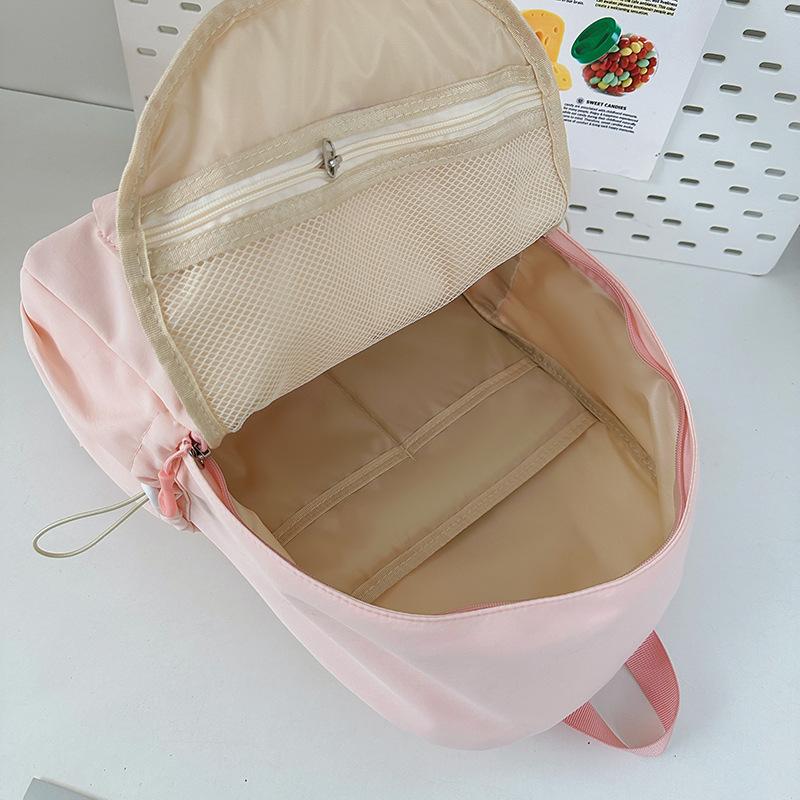 School bag 2025 new solid color ins wind backpack Korean version versatile high-value backpack simple large-capacity student school bag