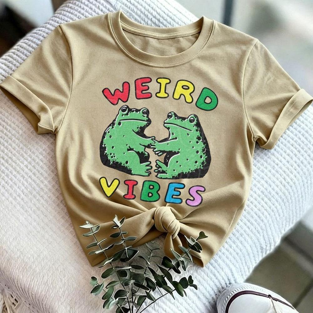 Funny Frog Cottagecore Shirt Weird Vibes Toad Tee for Unisex Women Retro Goblincore Fashion TShirt Y2k Clothing Harajuku Tees Tops