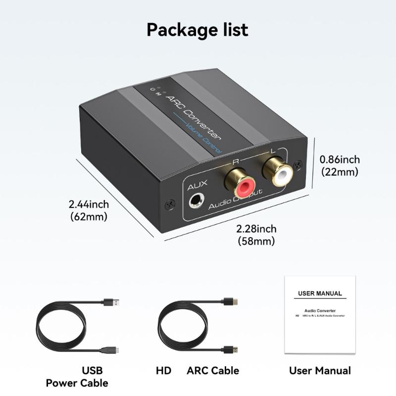 4K@60Hz HDTV to Analog Sound Converter Sound Extractor with 3.5mm Converter for HDTV Headphone Amplifier
