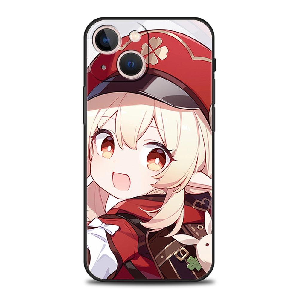 Genshin Impact Game Luxury Phone Case For iPhone 13 15 14 12 11 Pro MAX XR X SE XS 7 8 Plus Silicone Black Protection Cover