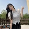 White JK waist shirt women's summer new design sense niche short unique chic short-sleeved top trendy