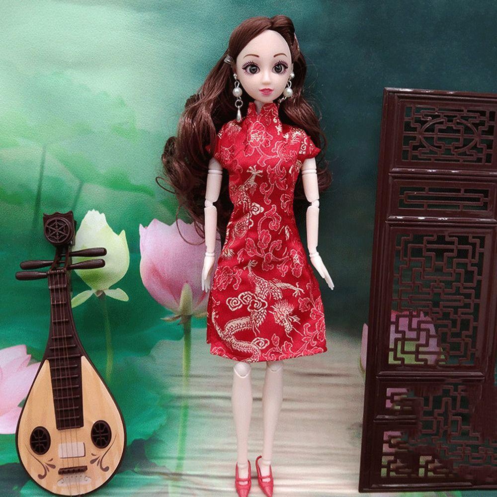 30cm Doll Accessories Unique Dress Clothes Chinese Traditional Dress Cheongsam Style 1/6 Doll Fashion Evening Dress Party Cloth