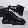 Four Seasons New Fashion Youth High-top Outdoor Leather Boots Men's Lace-Up Locomotive Tooling Shoes One Piece