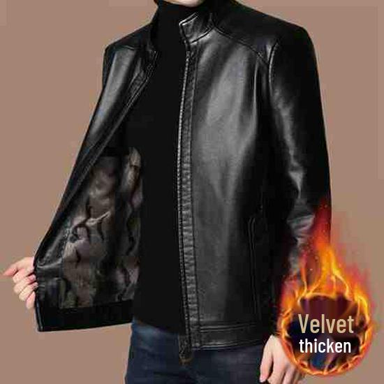 Herren Winter Lederjacke mit Fleece Futter - Für mittleres und älteres Alter.