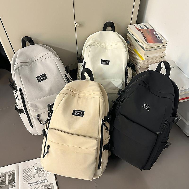 Backpack Designed Minimally With Solid Color And Letter Print Design For Teens