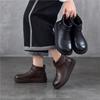 Johnature Turned-over Edge Plush Warm Cotton Shoes Genuine Leather Anti Slip Women's Ankle Boots