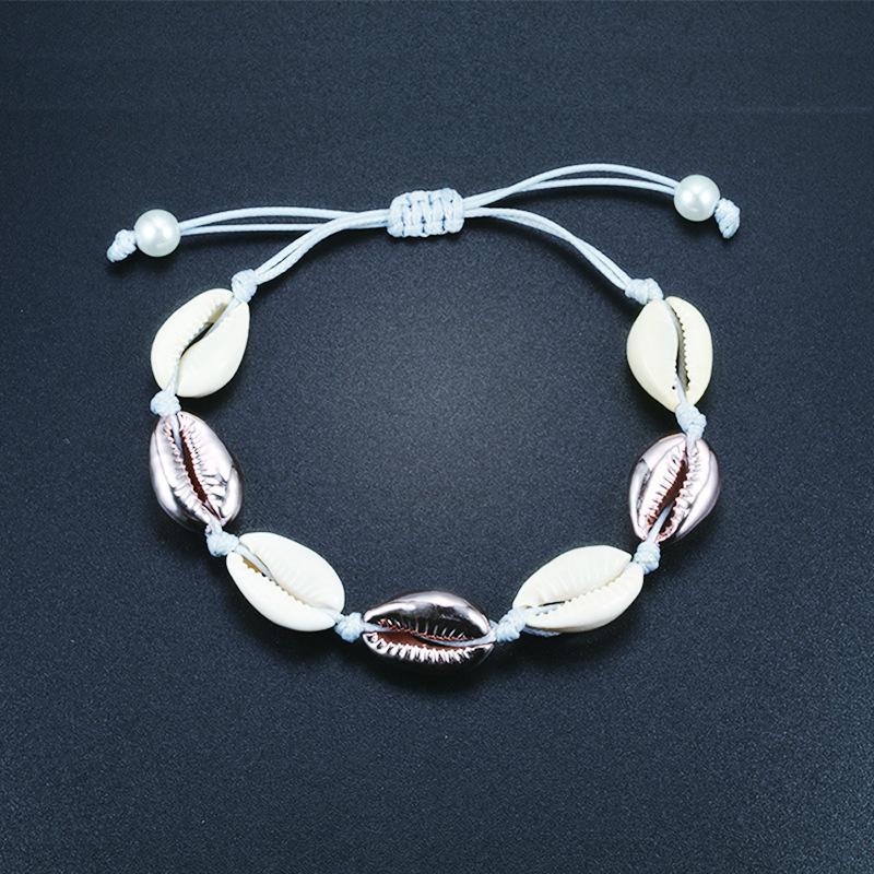 Personalized Handmade Ethnic Shell Bracelet for Women - Woven Beaded Stretch Wristband