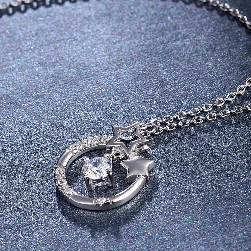 Lindon 925 Sterling Silber Klassische Damen Halskette Anhänger Zirkon Mode Geschenk