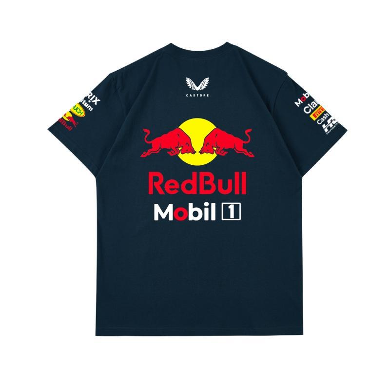 Red Bull Heren Dames F1 Raceteam T‑shirt, Zomer Korte Mouw Katoenen T‑shirt, Voor en Achter Print Casual Los Sport Topje, Meerkleurig