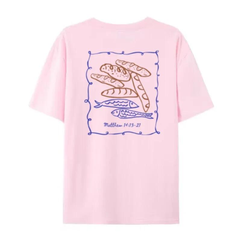 

Back Print Vintage Fish Loaves Bible Verse Tshirt Women T-Shirts Cute Jesus Math Tee Shirt Faith Apparel Gift 4XL