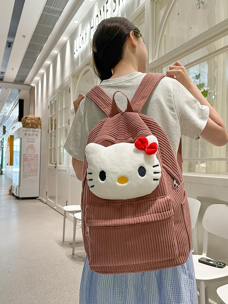Schoolbag New Korean Ins Cute Cartoon Corduroy Backpack Japanese Harajuku Girl Schoolbag Soft Sister Cartoon Backpack