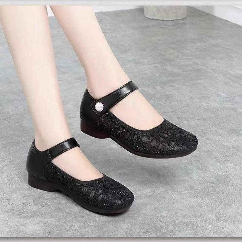 

Осенние туфли-лодочки на плоской подошве, сетчатые одинарные туфли, сетчатые удобные туфли на мягкой подошве из говяжьей кожи, женская обувь больших размеров 40 чёрный