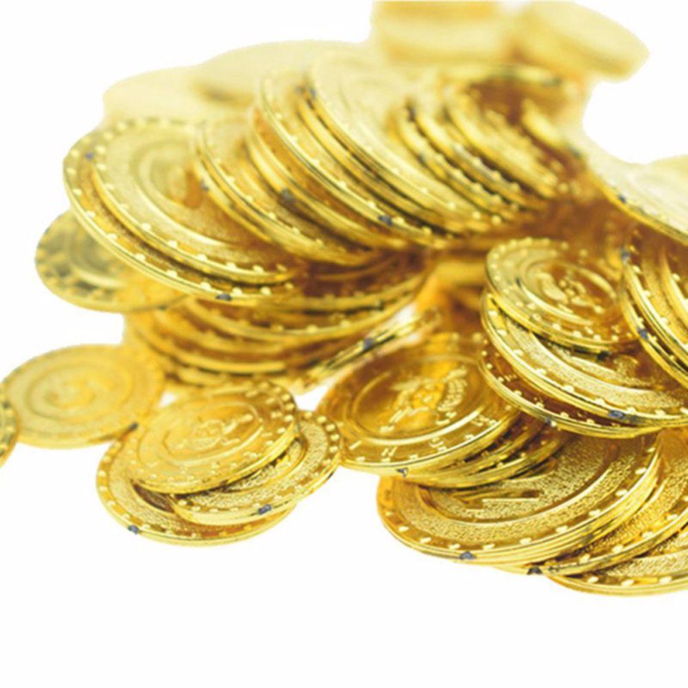 100pcs Pirate Coins Simulation Child Toy Decoration Coin Chip for Party Gold Coins