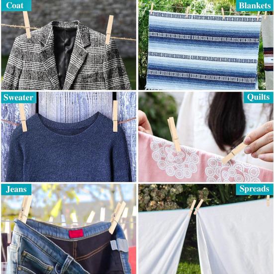 50 Stück Holz-Wäscheklammern, Foto-Clips, starker Halt, kompakte Größe, tragbar, strapazierfähig, für Kunsthandwerk, Bilder-Clips, bunte Wäscheklammern