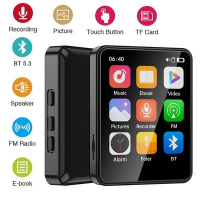 2.4 inç MP3 Çalar Bluetooth Tam Ekran Dokunmatik HiFi Müzik Çalar Dahili Hoparlör E-kitap/FM/Radyo/Video