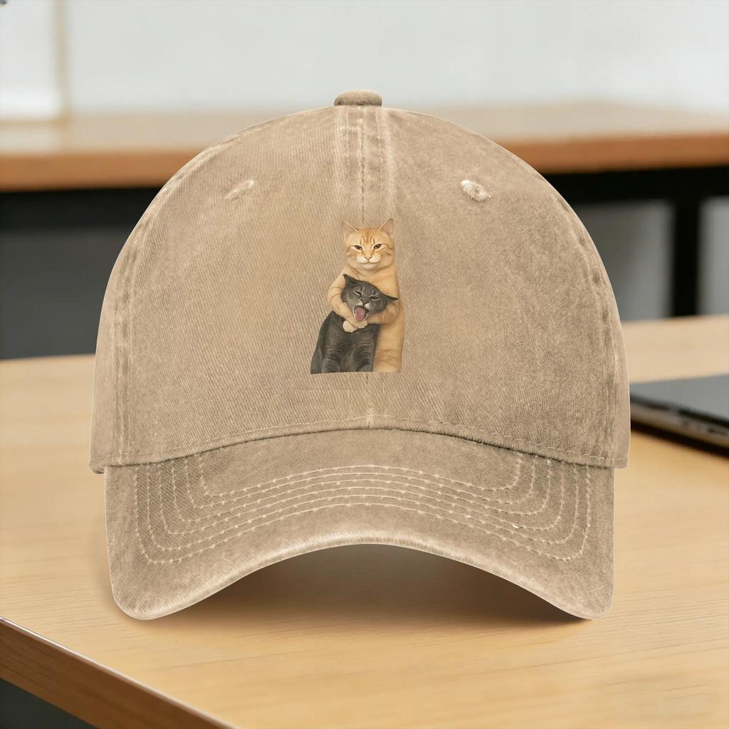Funny Hug Cats Casual Baseball Cap  Hunting Camping Trucker Hat Summer Breathable Unisex Unisex DIY Print Baseball Caps