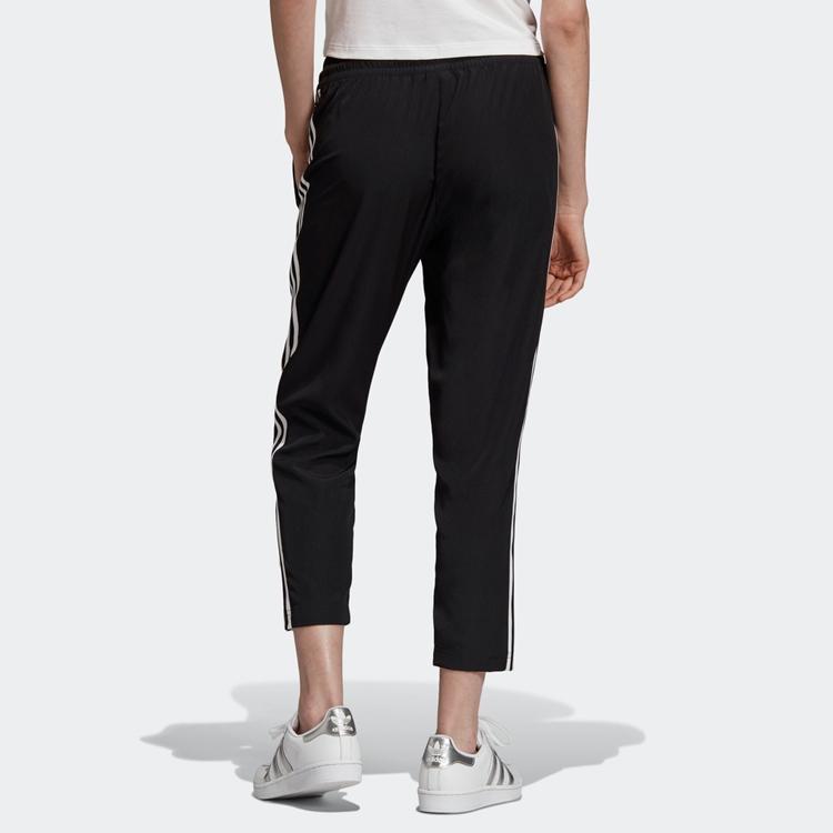 Adidas Originals Retro Side Stripe Lace-Up Straight Leg Casual Pants Women Bottoms Black DY3864