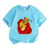 Kids Boys Girls 100% Cotton Short Sleeve O-neck T-shirt, Cute Lion Father and Son Cartoon Print Casual Soft Breathable Tops for Daily Summer Outdoor W