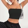 Women Ribbed Vest High Elasticity Anti-slip Bandeau Strapless Sleeveless Backless Tank Top Sweat