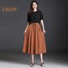 Women Cropped Pants Elastic High Waist Adjustable Drawstring Culottes Solid Color Wide Leg Casual Pants Daily Wear