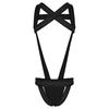 Mens Contrast Trim Chest Harness Jumpsuit Bulge Pouch Design One-Piece Bodysuit Jockstrap Underwear for Cosplay