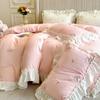 4PCS Elegant Rose Embroidery Girl Bedding Set Lace Duvet Cover Set(1*Duvet Cover + 1*Bed Sheet Or Fitted Sheet + 2*Pillowcase)