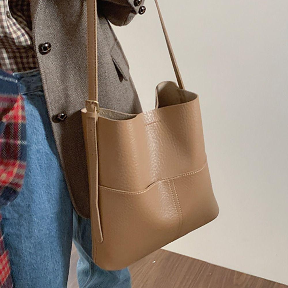 

Magnetic Buckle Crossbody Bag PU Women Tote Bag Vintage Bucket Handbag Daily Collocation