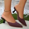 New Women High Heel Slipper Summer Ladies Slip On Mules Shoes Pointed Toe Low Heel Sandals Outdoor Woman Casual Slippers