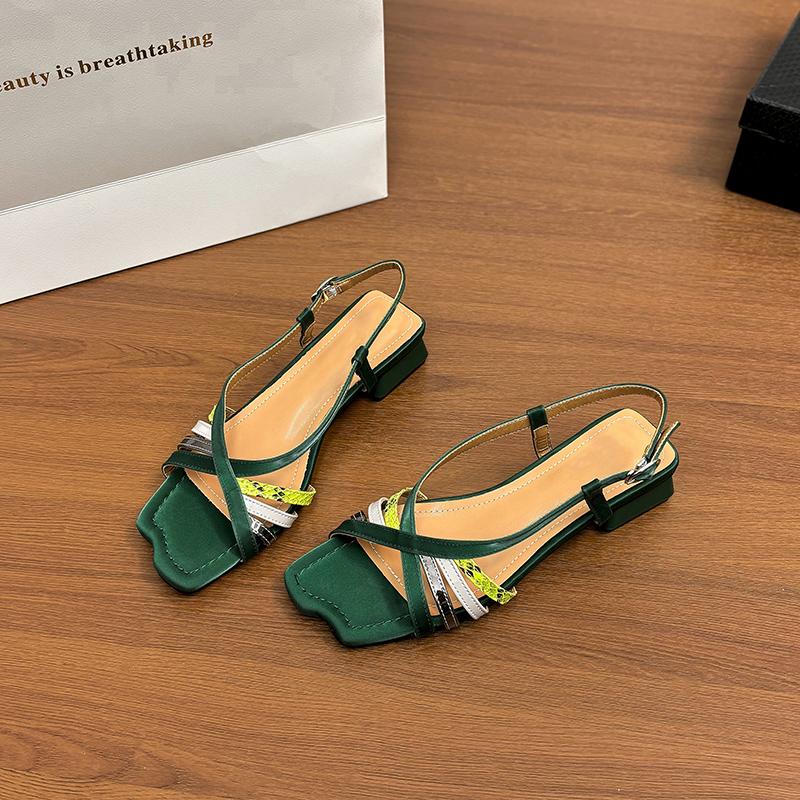 

Женские босоножки на высоком каблуке, элегантные туфли для платья, удобные массивные туфли-лодочки, ретро обувь на каблуке, женские 2025 лето, новое Sandalias De Mujer 35 зелёный