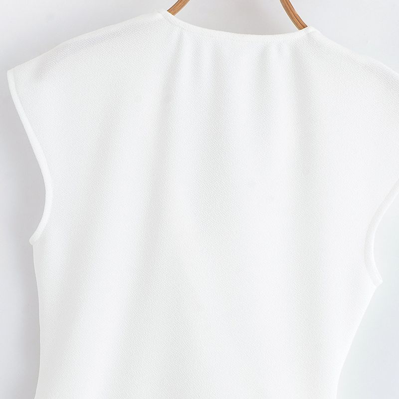 Kaslead New Women clothes Western Style Pin Texture Sleeveless Top Trousers 3644177 3644178