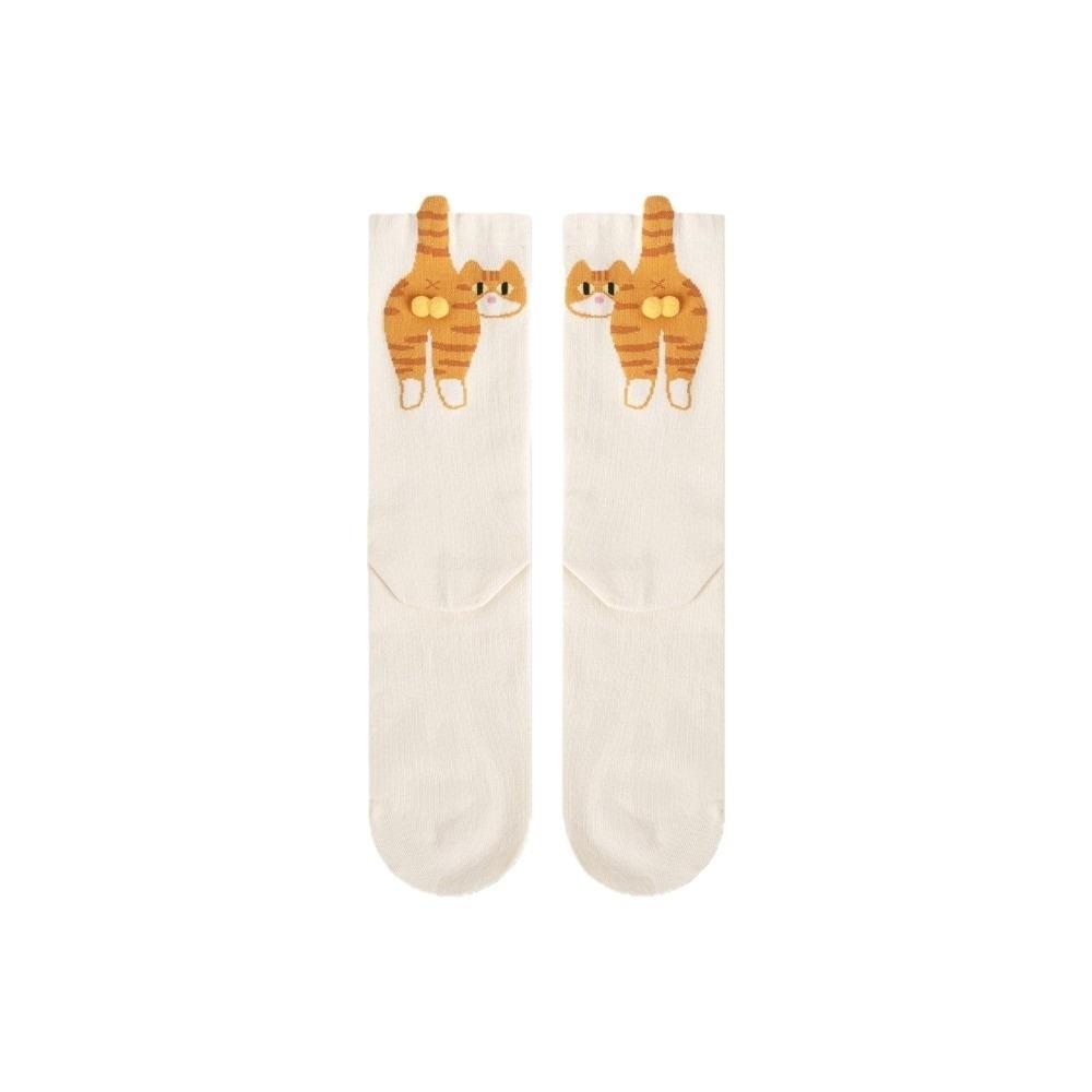 Soft Cartoon Cat Socks Breathable Novelty Kitty Socks Cute 3D Cat Eggs Socks Lady