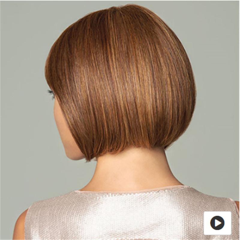 Blonde braune kurze Bob-Perücke mit Pony, synthetische natürliche gerade Perücken für Damen, täglicher Gebrauch, Party, Cosplay, hitzebeständige Perücke