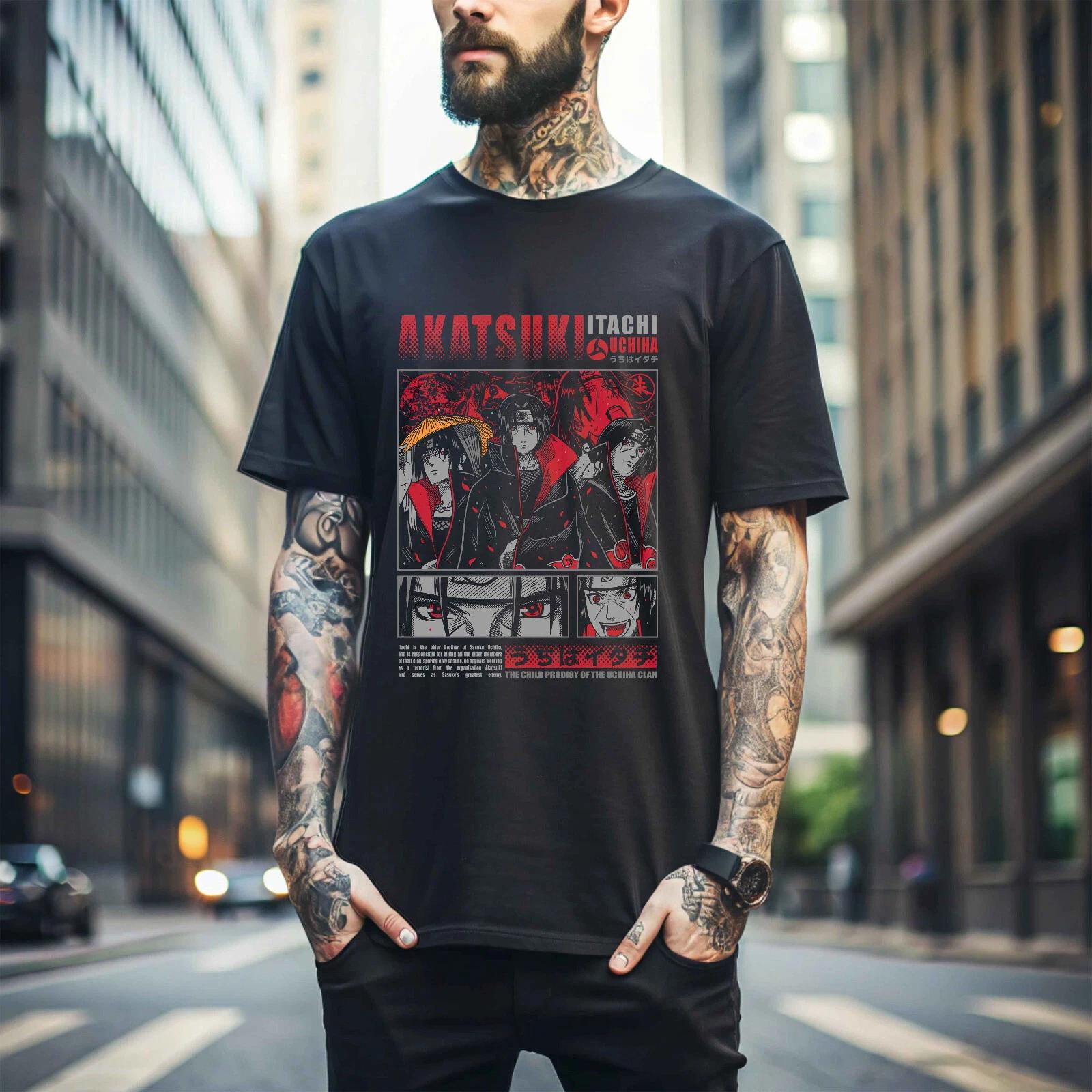 MENS WOMENS Naruto Itachi Uchiha T-shirt Pain Akatsuki Horror Anime Gift T-shirt best 195 S