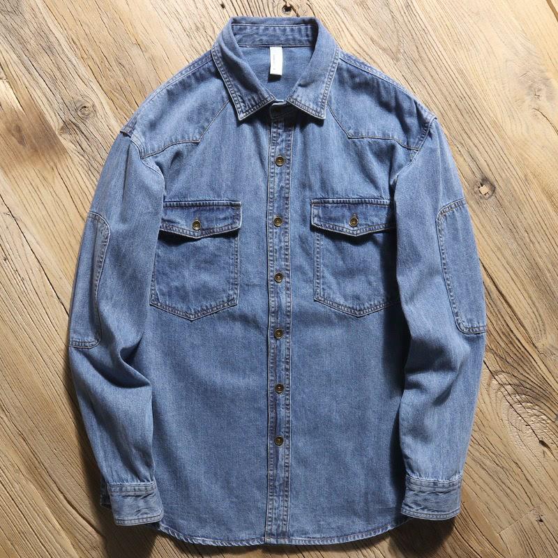 

Men s Trendy Loose-Fit Long Sleeve Denim Shirt Jacket, Washable Lightweight Spring/Autumn 2023 XL