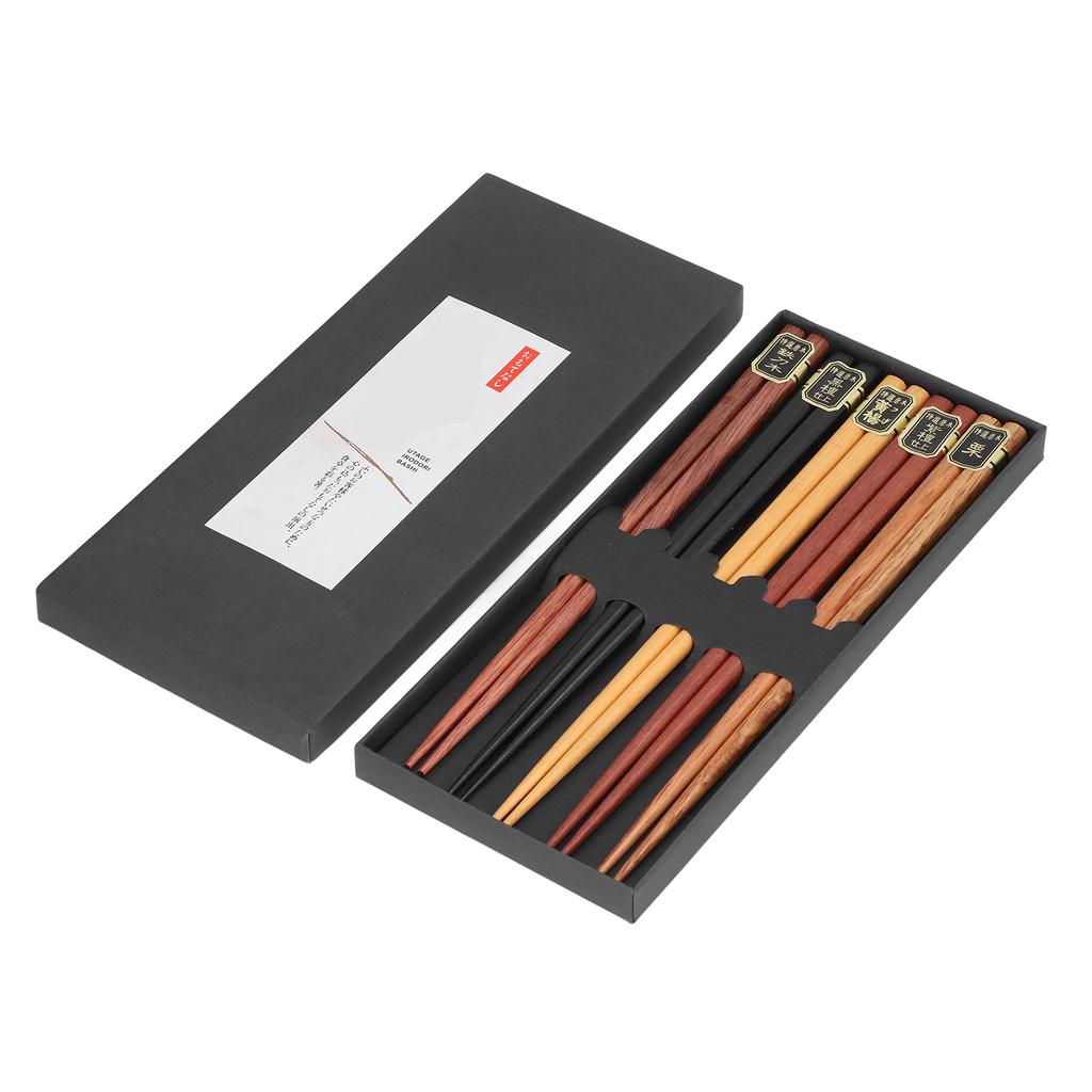 Chopsticks Set 5 Different Colors Natural Wood Antislip Design Feel Comfortable Chopsticks