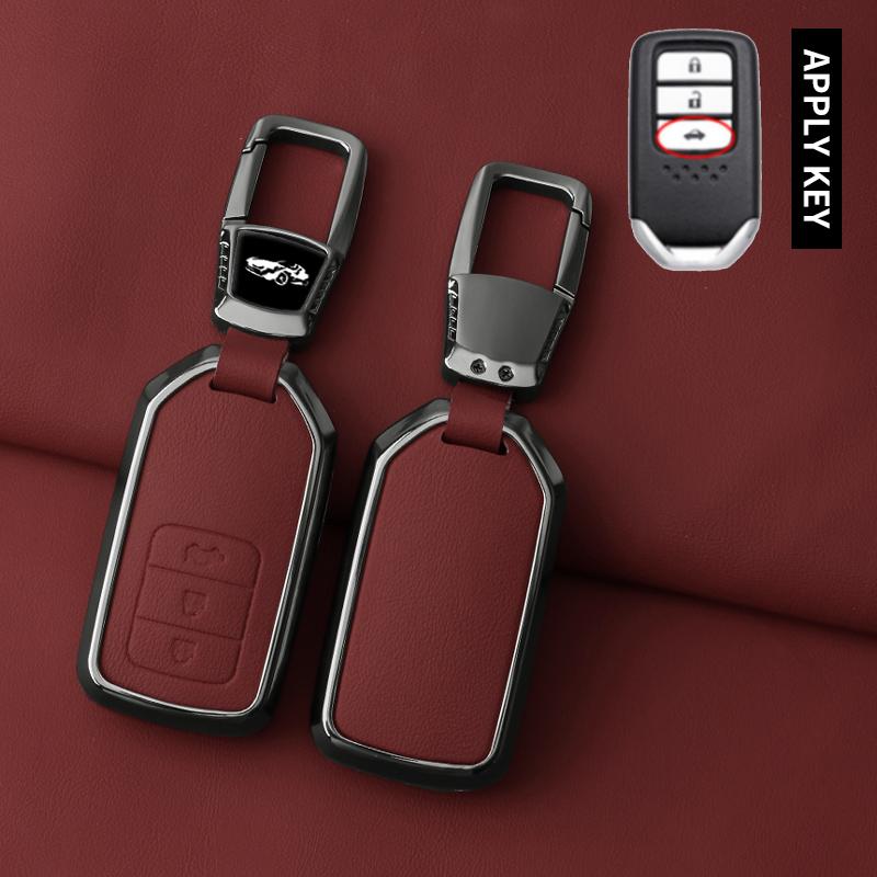 Metal Leather Car Key Case Cover For Honda Accord CRV CR-V URV UR-V Vezel City Civic Jazz BRV BR-V HRV HR-V Keychain Accessories