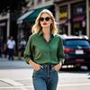 Spring Autumn Simple Fashion Solid Color Bottomed Shirt Women Long Sleeve Elegant All-match Button Top Blouse