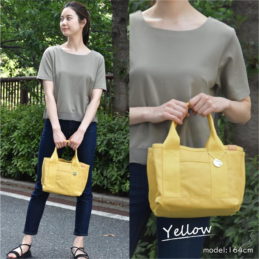 Dot and Stripe Monopia Canvas Divided Mini Tote Bag DS-13959 Women's Yellow One Size Fits All