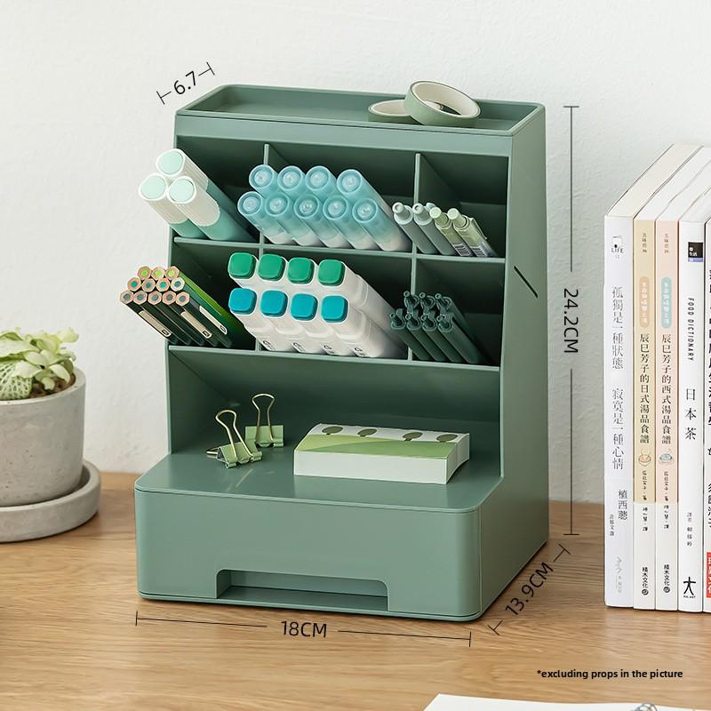 Large Capacity Pencil Holder Desktop Stationery Storage Box Divided Drawer Stationery Organizer for Students Office Storage Rack