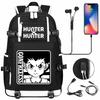 Anime Cloud Print USB Backpack for Teens Students Casual Large Capacity Travel Daypack