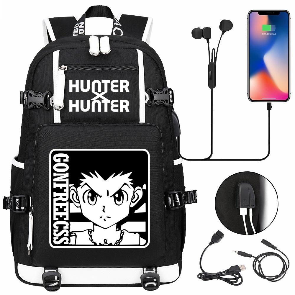 Anime Cloud Print USB Backpack for Teens Students Casual Large Capacity Travel Daypack