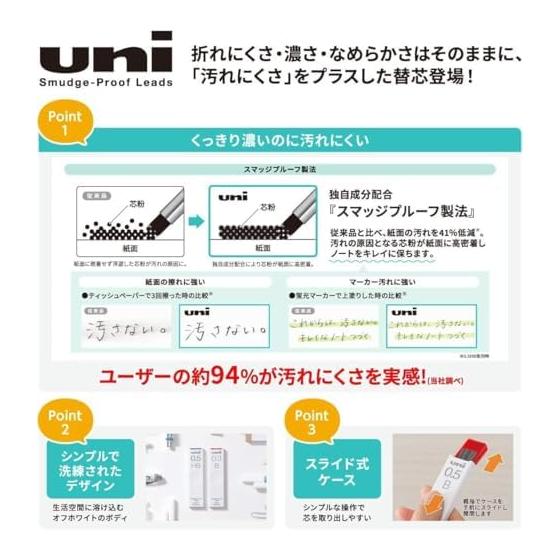 Mitsubishi Pencil Mechanical Refills 0.5 B [Bulk Purchase Set of 2 Uni UL-S-0.5-40] Mechanical Pencil Refills JasmineSymphony Original Assortment Set