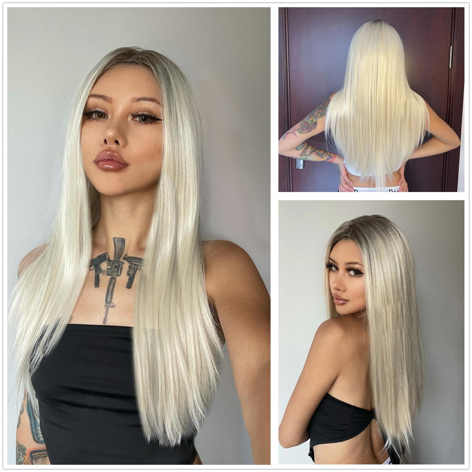 

ALAN EATON Жен. Парики на кружевной передней части Коричневый Ombre Красный Парик Прямые длинные парики Повседневные Вечеринка Косплей Свадьба Высокая плотность GluelessWig