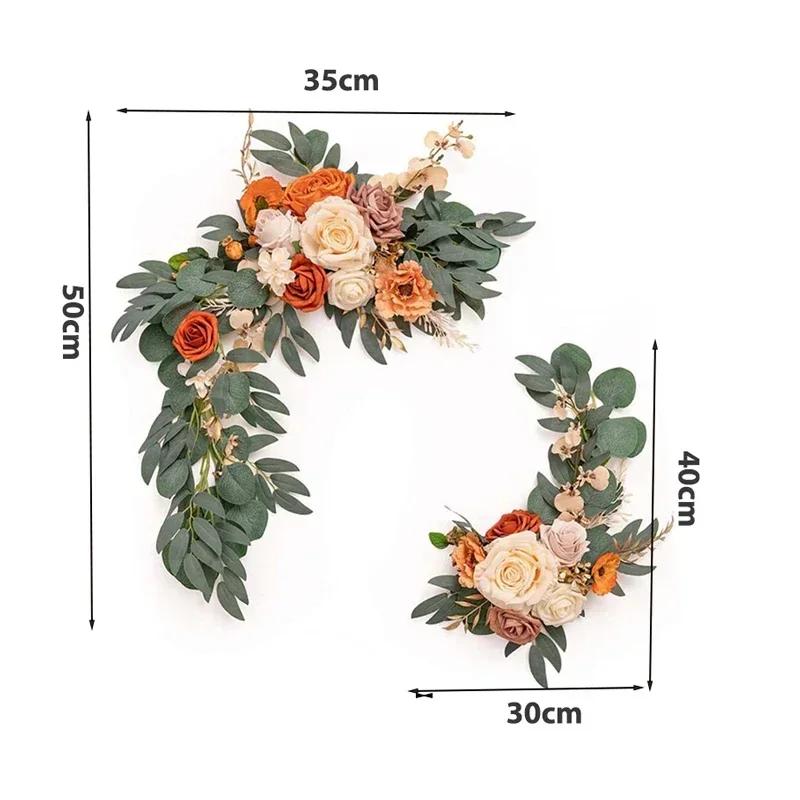 2 Pcs Artificial Wedding Arch Flowers Kit Wedding Flowers Garlands Silk Peony Flower Swag Welcome Sign Floral for Ceremony Party