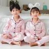 Bambini Set di raso di seta Ragazze Ragazzi Vestito tinta unita Autunno Bambini Loungewear